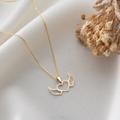 14K Solid Gold Angel Wing Necklace, Winged Heart Tiny Wings Love Necklace With Wings, Pendant