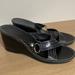 Coach Shoes | Coach "Tatianna" Calf Leather Wedge Sandals Size 11 | Color: Black | Size: 11