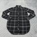 Athleta Tops | Athleta Flannel Shirt Womens Xxs Black Heat Tech Grid Long Sleeve Top Button Up | Color: Black/White | Size: Xxs