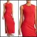 Athleta Dresses | Athleta Henley Maxi Dress Saffron Red Sleeveless Ribbed Button Up Size S Small | Color: Red | Size: S