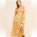 Free People Dresses | Free People Keepsake Marigold Gingham Maxi Dress | Color: Gold/White | Size: M