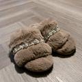 Anthropologie Shoes | Anthropologie Faux Fur Embellished Slippers | Color: Tan | Size: Medium