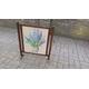 Vintage Solid Oak Fire Screen Guard with Still Life Tapestry