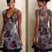 Anthropologie Dresses | Anthropologie Maeve Floral Ponte Fairchild Flared Dress Size Extra Small | Color: Blue/Red | Size: Xs