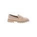 Dolce Vita Flats: Slip On Chunky Heel Minimalist Tan Solid Shoes - Women's Size 9 - Almond Toe