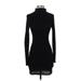 Forever 21 Casual Dress - Bodycon Turtleneck Long sleeves: Black Solid Dresses - Women's Size Small