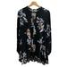 Free People Dresses | Free People Small Black Floral Swing Trapeze Dress Mini Long Sleeve Burnout | Color: Black | Size: S