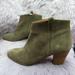 Madewell Shoes | Madewell Billie Suede Ankle Boots Women's Size 11 Olive Green Side Zipper | Color: Green | Size: 11