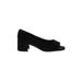 Jeffrey Campbell Heels: Slip On Chunky Heel Classic Black Solid Shoes - Women's Size 9 1/2 - Peep Toe