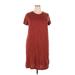 Jessica Simpson Casual Dress - Shift Crew Neck Short sleeves: Burgundy Print Dresses - Women's Size 2X-Large