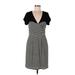 BCBGMAXAZRIA Cocktail Dress - A-Line V Neck Short sleeves: Black Stripes Dresses - Women's Size 10