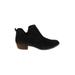 BP. Ankle Boots: Slip On Chunky Heel Casual Black Print Shoes - Women's Size 7 1/2 - Almond Toe