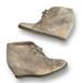 J. Crew Shoes | J. Crew Macalister Wedge Tan Beige Suede Leather Lace Up Heeled Bootie Shoes 9 | Color: Tan | Size: 9