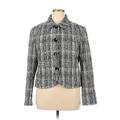 Lafayette 148 New York Blazer Jacket: Short Black Print Jackets & Outerwear - Women's Size 16