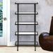 HomeRoots 68" Black Metal And Glass Five Tier Bookshelves Bookcase