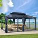 12 ft. x 18 ft. Black Aluminum Outdoor Hardtop Patio Gazebo with Netting and Curtains