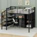 Full 3 Drawer Metal Loft Bedwith Built-in-Desk by Cosmic Metal in Black | 70.9 H x 56 W x 92.7 D in | Wayfair COS80006349AAB