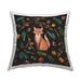 Stupell Industries Fall Botanical Leaves Red Fox Nature Outdoor Printed Pillow by Ziwei Li in Green/Orange/Red | Wayfair pla-983_osq_18x18