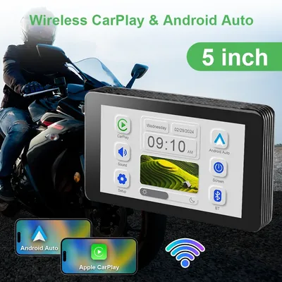 5 Zoll kabelloses Carplay für Motorrad GPS Navigator Auto spielen Android Auto Moto wasserdichten