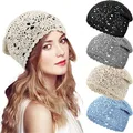 Bonnet tricoté en coton fait à la main pour femme crochet ample chapeaux d'été