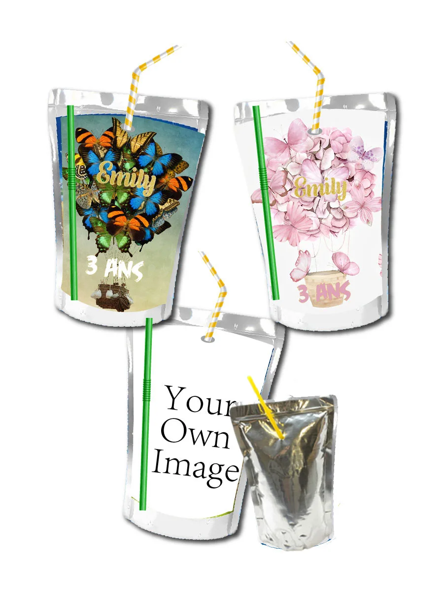 20 Schmetterlinge Heißluftballon Saftbeutel Etiketten Bevorzugungsanhänger Geschenktüte Pralinenschachtel Seifenblase Wasserflasche Aufkleber Geburtstagsdekoration Image