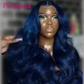 Perruque Lace Front Wig Body Wave Péruvienne Naturelle Cheveux Humains Couleur Bleu Foncé