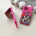 Coque de téléphone miroir de maquillage rabattable The Powerpuff Girls coque rigide antichoc