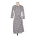 J. McLaughlin Casual Dress - Sheath High Neck 3/4 sleeves: Blue Print Dresses - Women's Size X-Small
