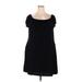 Lane Bryant Casual Dress - Shift Boatneck Short sleeves: Black Print Dresses - Women's Size 22 Plus