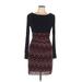Kay Unger Casual Dress - Bodycon: Black Argyle Dresses - Women's Size Large