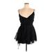 Lucy In The Sky Casual Dress - A-Line Plunge Sleeveless: Black Solid Dresses - Women's Size X-Large