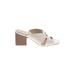 Life Stride Heels: Slip-on Chunky Heel Bohemian Ivory Solid Shoes - Women's Size 10 - Open Toe