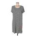 Maurices Casual Dress - Shift Scoop Neck Short sleeves: Gray Print Dresses - Women's Size Large