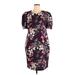 Calvin Klein Casual Dress - Sheath Crew Neck Short sleeves: Burgundy Print Dresses - Women's Size 16