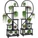 Arlmont & Co. 6 Tier Tall Plant Stand Metal Indoor Plant Stand w/ Detachable Wheels Half Heart Shape Plant Stands in Black | Wayfair