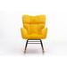 Mercer41 Miett Rocking Chair Wood/Upholstered/Metal/Solid Wood in Yellow | 37.46 H x 27.66 W x 31.56 D in | Wayfair