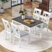 Gracie Oaks Rustic Minimalist Wood 5-Piece Dining Table Set w/ 4 X-Back Chairs For Small Places | Wayfair 8A64482AF639412394F057BA3D5357F6