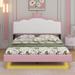 House of Hampton® Joandra Princess Bed w/ Crown Headboard, Light Strips & Golden Legs Upholstered/Velvet in Black/Pink/White | Wayfair