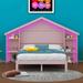Harper Orchard Callicoat Full Size Platform Bed w/ House-shaped Storage Headboard & Built-in LED in Pink | 57.6 H x 77.6 W x 89.7 D in | Wayfair