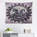 Bungalow Rose Purple Wall Hanging Tapestry Folk Mandala Seahorse Art Mauve Grey, Microfiber in Blue/Brown/Green | 30" H x 45" W | Wayfair