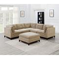 Black/Brown Sectional - Latitude Run® Modular Sectional 6Pc Set, Corner Sectional Couch w/ 3X Corner Wedge 2X Armless Chairs & 1X Ottoman Tufted Back | Wayfair