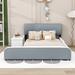 Latitude Run® Janiza Full Platform Bed w/ Storage Nightstand Upholstered/Faux leather in Gray | 35 H x 59 W x 80 D in | Wayfair