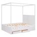 Red Barrel Studio® Queen Size Canopy Platform Bed w/ Twin Size Trundle & Three Storage Drawers in White | Wayfair 86B3FBBA776E4991B7BA555DB691192D