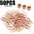 50Pcs Copper Sealing Washer Gasket M10*14*1 Sump Plug Oil For Boat Crush Washer Flat Seal Ring