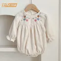 Baby Girls Rompers Newborn Kids Baby Girls Long Sleeve Sweet Embroider Princess Rompers Infant Baby