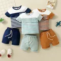 2-Piece Toddler Boy's&girl Cotton Outfit: Casual Crew Neck Short Sleeve T-Shirt & Shorts Essential