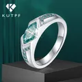 Bluish Green Marquise Cut Full Moissanite Diamond Ring S925 Sterling Silver Plated 18k Gold Unisex