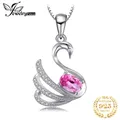 JewelryPalace Swan Oval Natural Pink Topaz 925 Sterling Silver Pendant Necklace for Woman Gemstone