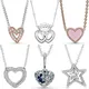 Sparkling Freehand Heart Blue Moon & Asymmetric Star Regal Crown Necklace For Fashion 925 Sterling