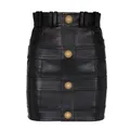 Bottoni alla moda moda in pelle Pu donna gonna nera a vita alta aderente Mini Party Club gonne